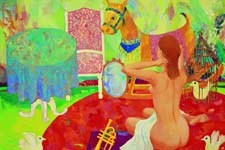 笠松宏有作品「裸婦と鏡と木馬たち」